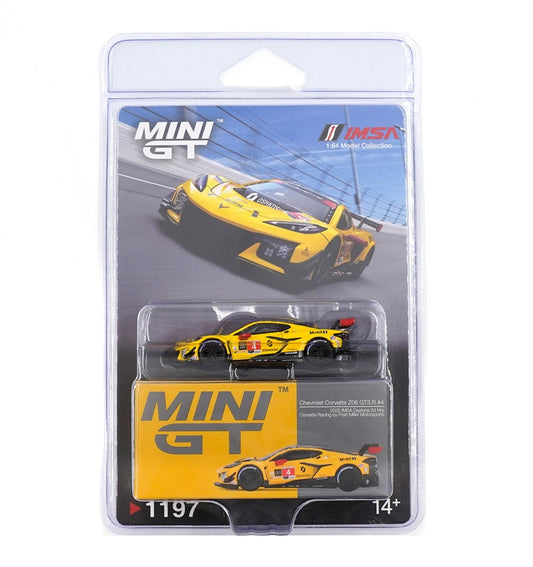 [PRE-ORDER] Mini GT - Chevrolet Corvette Z06 GT3.R #4 Corvette Racing by Pratt Miller Motorsports 2025 - Scala 1/64 MGT01197-BL Blister Packaging