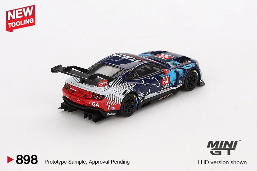 Mini GT - Ford Mustang GT3 n° 64 Ford Multimatic Motorsports 2024 IMSA Daytona 24 Heures - Échelle 1/64 MGT00898-BL
