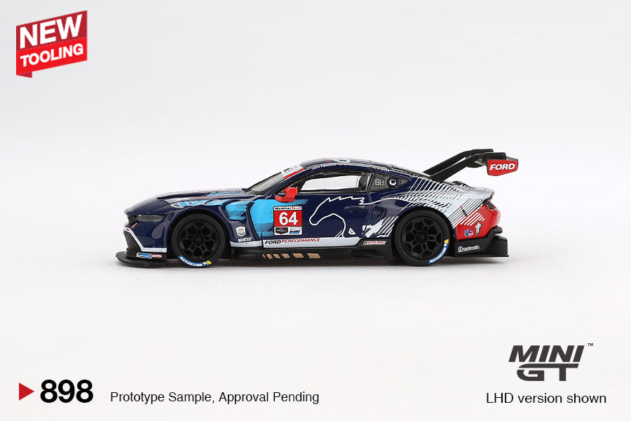 Mini GT - Ford Mustang GT3 n° 64 Ford Multimatic Motorsports 2024 IMSA Daytona 24 Heures - Échelle 1/64 MGT00898-BL