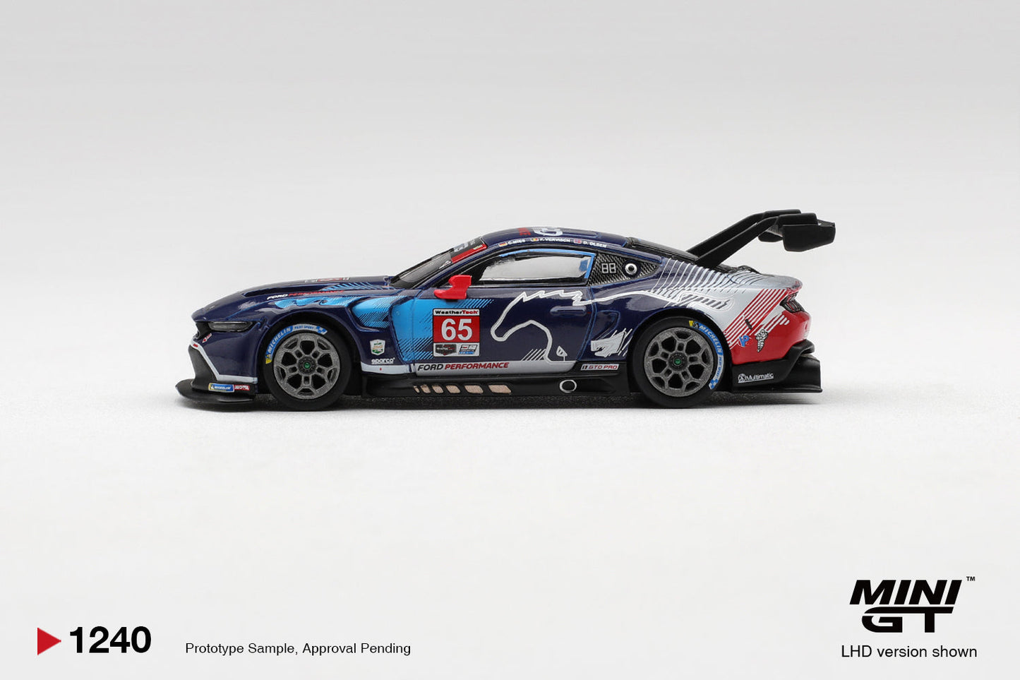 Mini GT - Ford Mustang GT3 #65 Ford Multimatic Motorsports 2025 IMSA Daytona 24 Hrs Winner - 1/64 Scale MGT01240-L