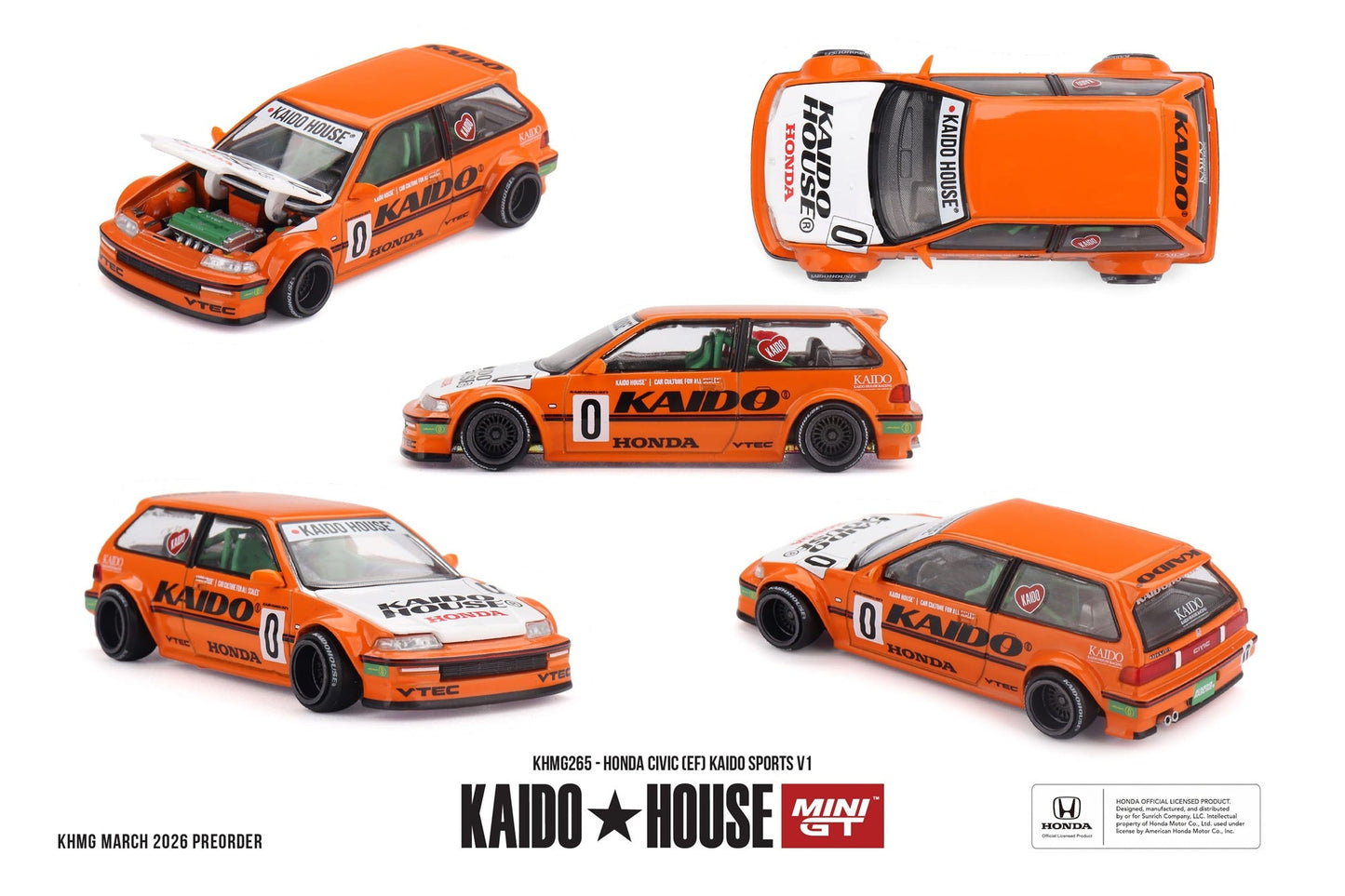 [PRÉCOMMANDE] - Mini GT - Honda Civic (EF) Kaido Sports V1 1987 - Kaido House - Échelle 1/64 KHMG265