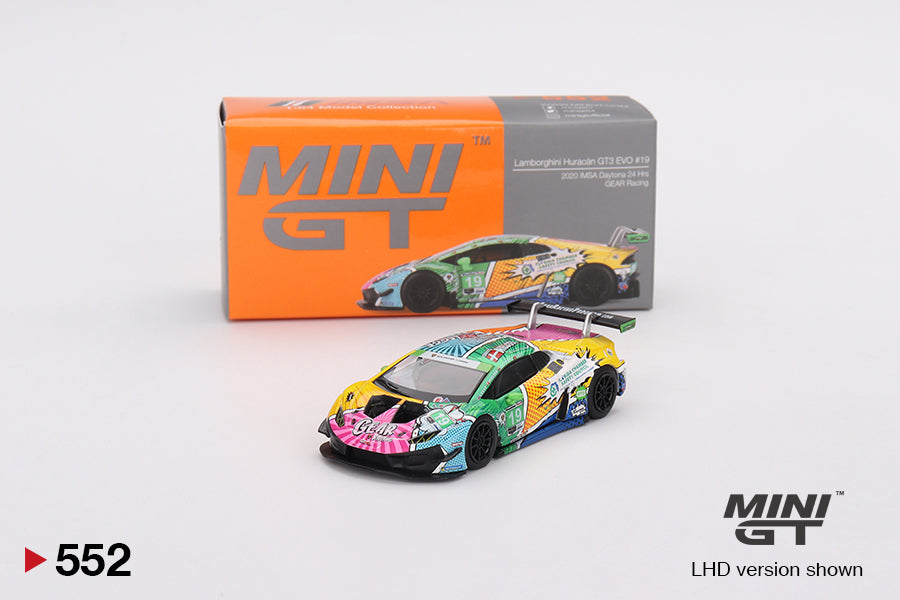 Mini GT - Lamborghini Huracán GT3 EVO #19 GEAR Racing 2020 IMSA Daytona 24 Hrs - 1/64 Scale MGT00552-L