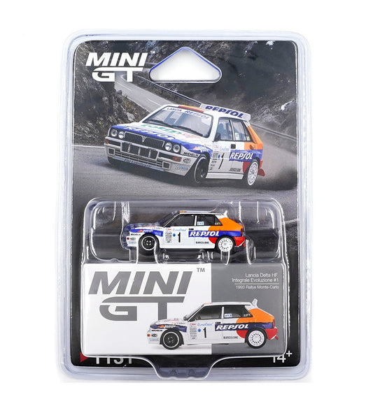 Mini GT - Lancia Delta HF Integrale Evoluzione #1 1993 Rallye Monte-Carlo - Scala 1/64 MGT01131-BL Blister Packaging