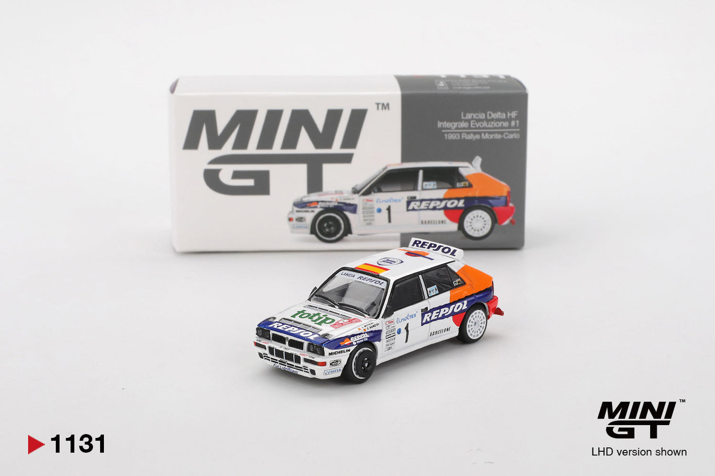 Mini GT - Lancia Delta HF Integrale Evoluzione #1 1993 Rallye Monte-Carlo - Scala 1/64 MGT01131-BL Blister Packaging