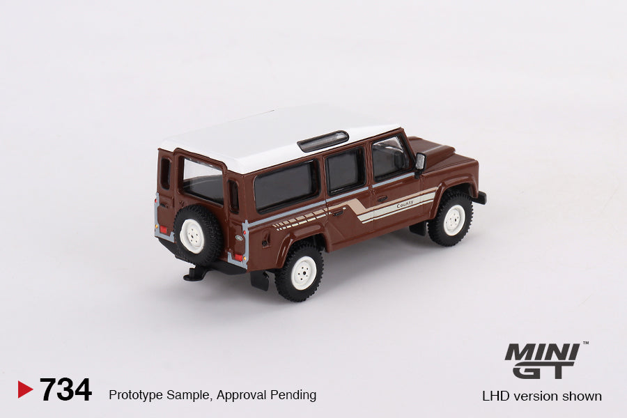 Mini GT - Land Rover Defender 110 1985 County Station Wagon Russet Brown - Scala 1/64 MGT00734-L