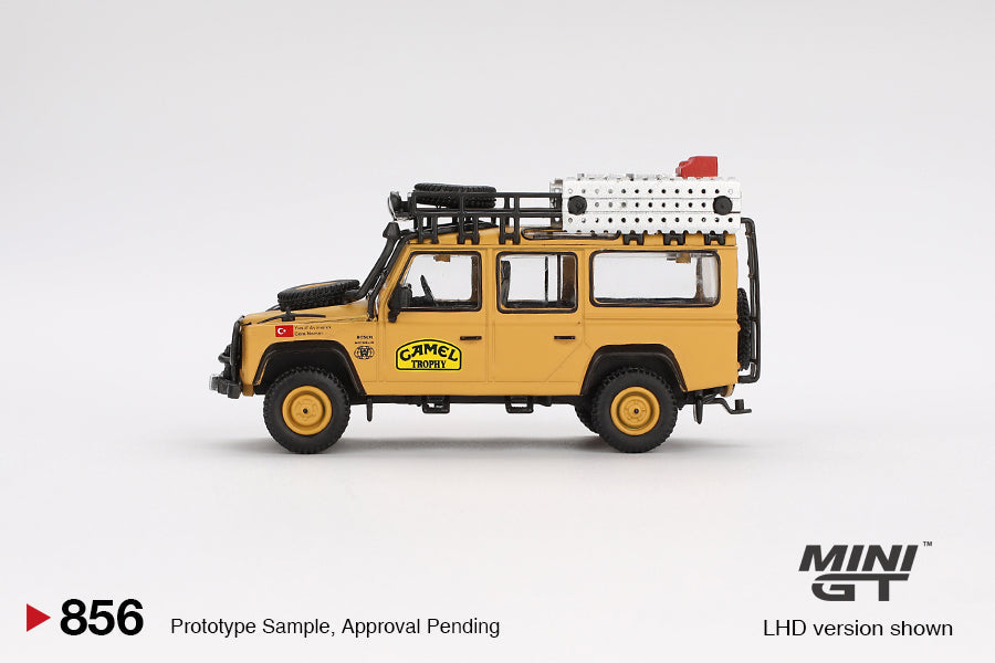 [Turkey Exclusive] Mini GT - Land Rover Defender 110 1989 Camel Trophy Amazon Team Turkey Blister Packaging - Scala 1/64 MGT00856-BL