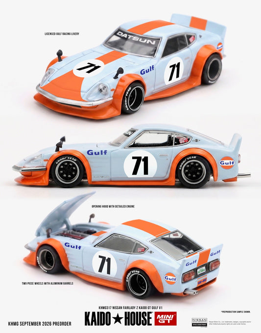 [PRE-ORDER] Mini GT - Nissan Fairlady Z Kaido GT GULF V1 1978 - Kaido House - 1/64 Scale KHMG317