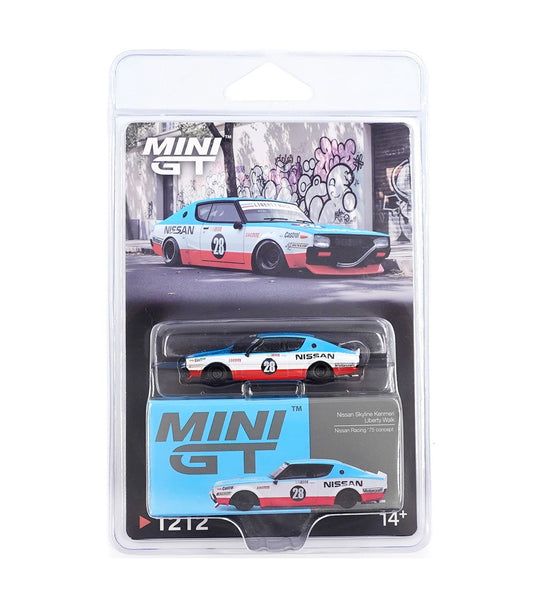 Mini GT - Nissan GT-R (KPGC110) Skyline Kenmeri Liberty Walk Nissan Racing 75 concept 2024 - Scala 1/64 MGT01212-BL Blister Packaging