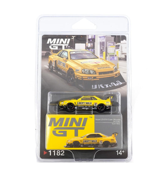 Mini GT - Nissan LB-ER34 Super Silhouette SKYLINE Sport Yellow - Scala 1/64 MGT01182-BL Blister Packaging