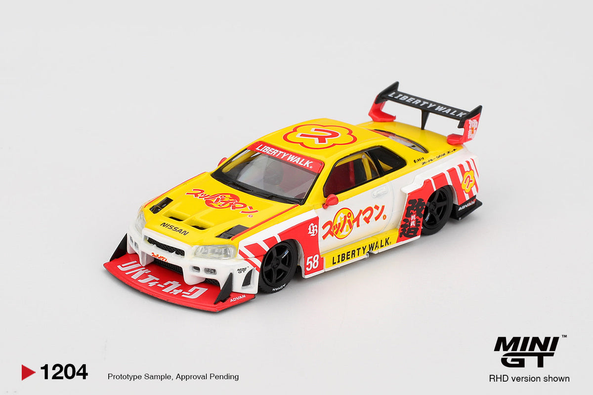 Mini GT - Nissan LB-ER34 Super Silhouette SKYLINE Suppaiman Okinawa - Scala 1/64 MGT01204-BL Blister Packaging