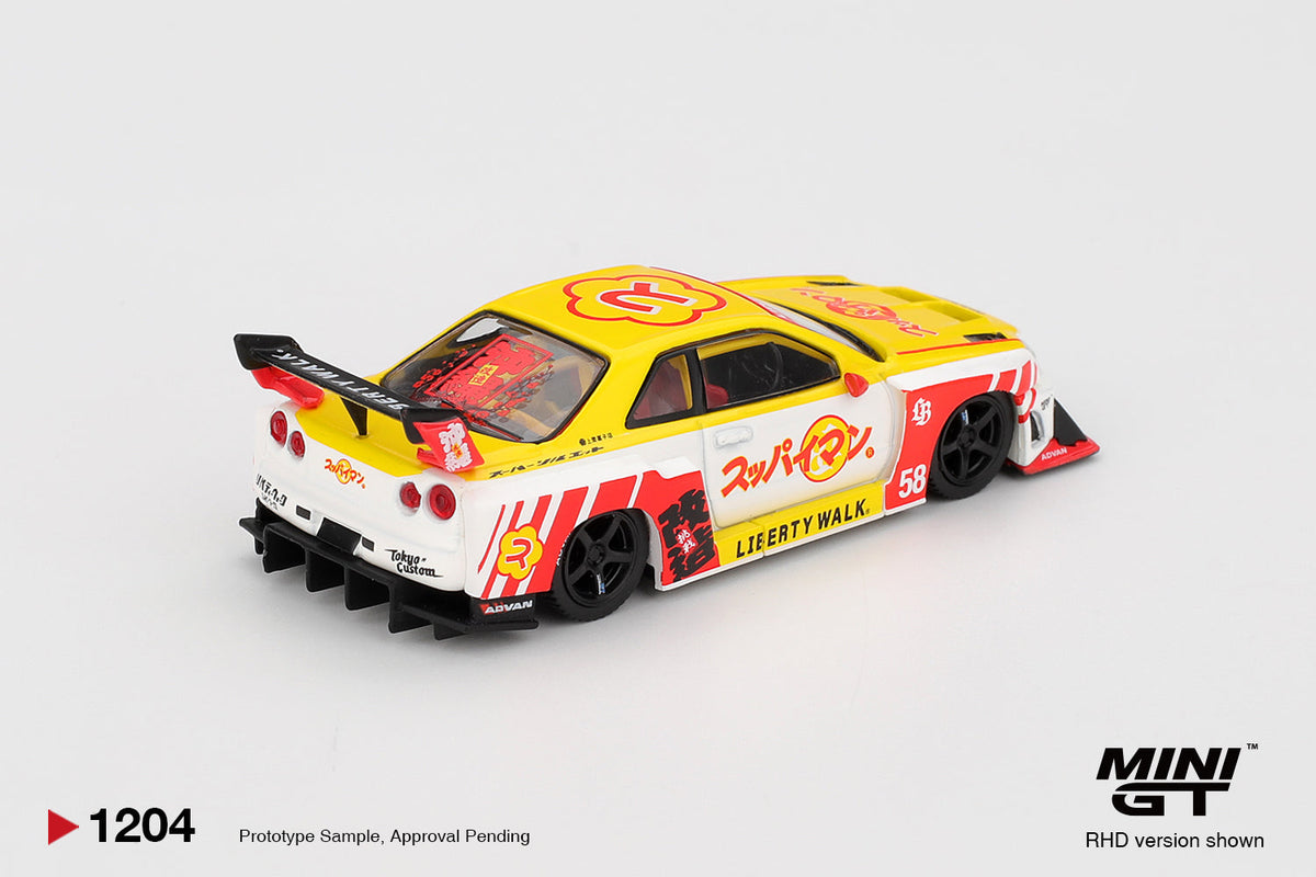 Mini GT - Nissan LB-ER34 Super Silhouette SKYLINE Suppaiman Okinawa - Scala 1/64 MGT01204-BL Blister Packaging