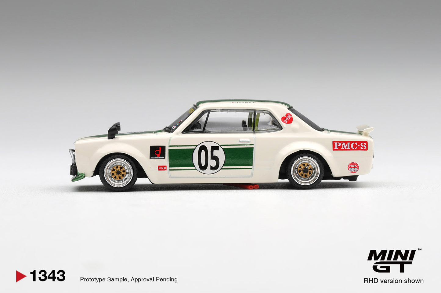 [PRE-ORDER] Mini GT - Nissan Skyline GT-R (KPGC10) LB-WORKS "HAKOSUKA" White / Green 1971 - Scala 1/64 MGT01343-R