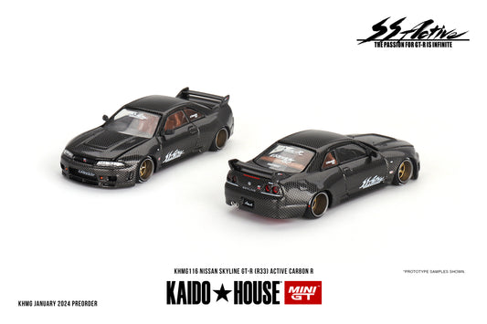 Mini GT - Nissan Skyline GT-R (R33) Active Carbon R - KAIDO HOUSE - Scale 1/64 KHMG116