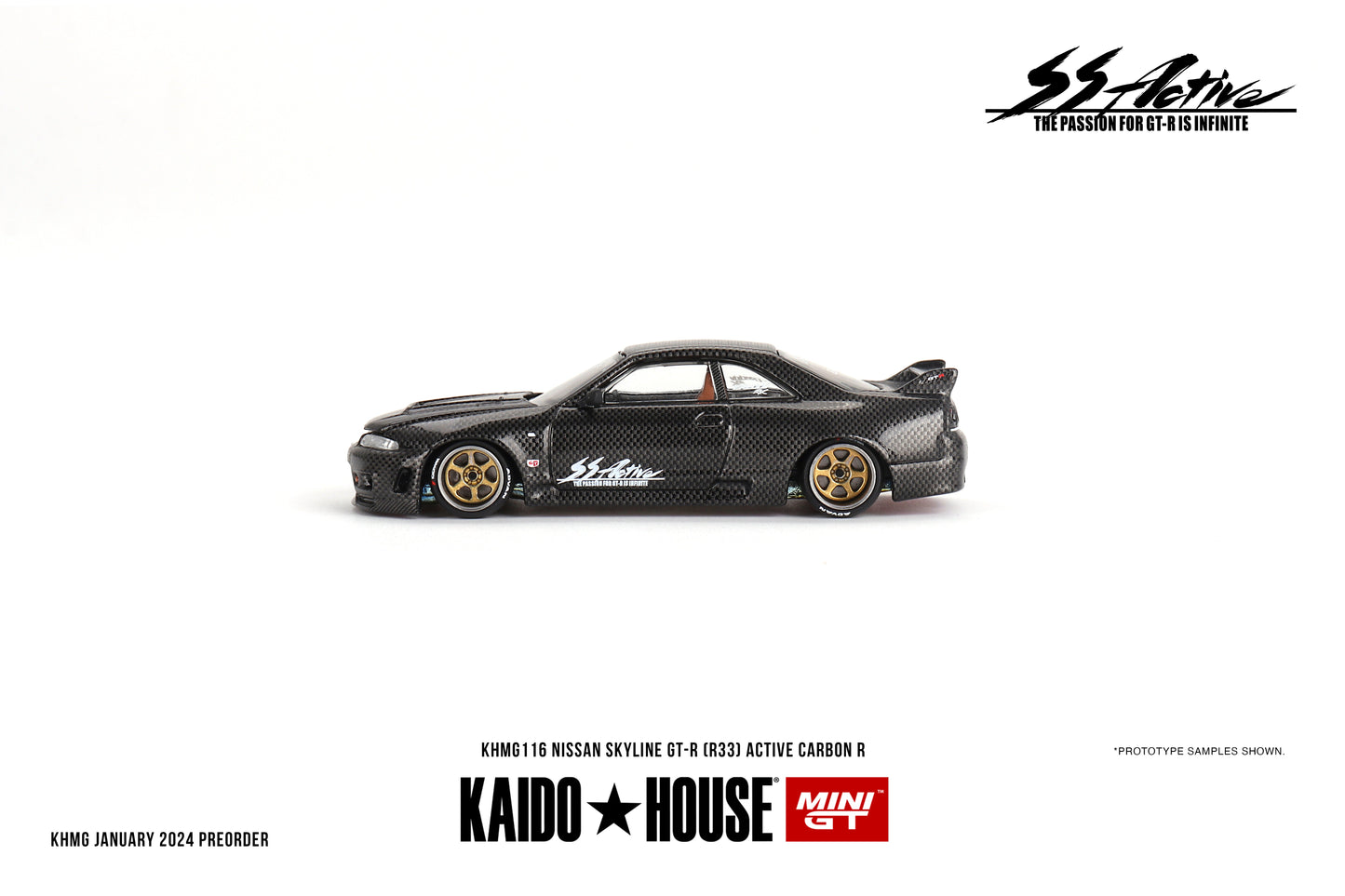 Mini GT - Nissan Skyline GT-R (R33) Active Carbon R - KAIDO HOUSE - Scale 1/64 KHMG116