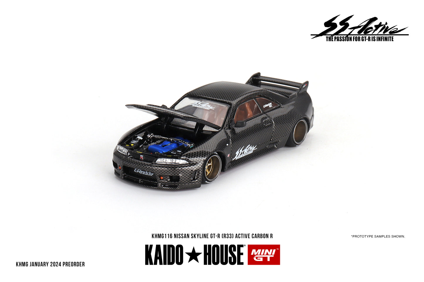 Mini GT - Nissan Skyline GT-R (R33) Active Carbon R - KAIDO HOUSE - Scale 1/64 KHMG116