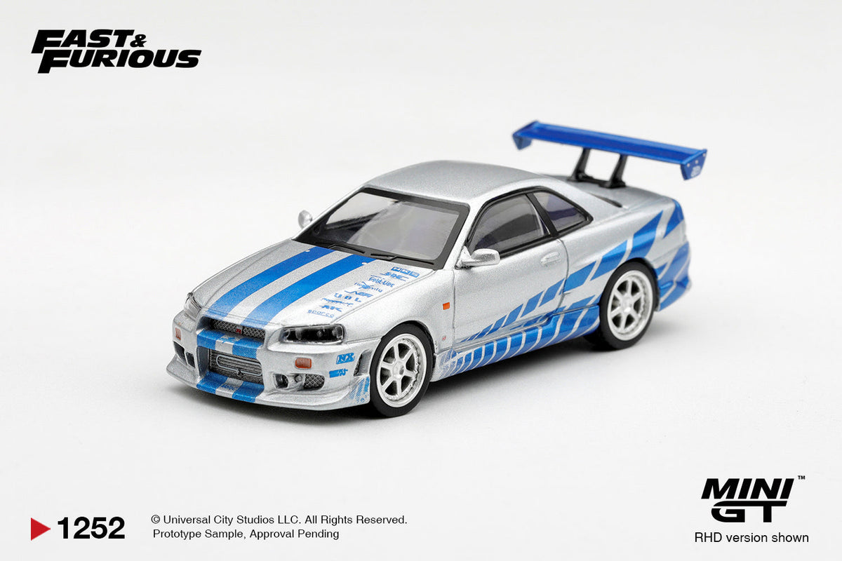 [PRE-ORDER] Mini GT - Nissan Skyline GT-R (R34) C-West "2 Fast 2 Furious" Brian O'Conner 2003 - Scala 1/64 MGT01252-BL Blister Packaging
