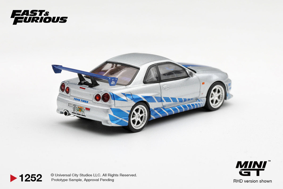 [PRE-ORDER] Mini GT - Nissan Skyline GT-R (R34) C-West "2 Fast 2 Furious" Brian O'Conner 2003 - Scala 1/64 MGT01252-BL Blister Packaging