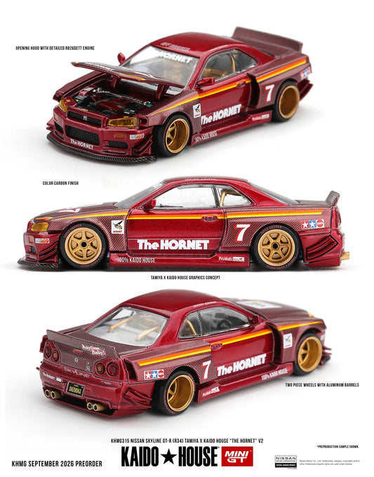 [PRE-ORDER] Mini GT - Nissan Skyline GT-R ( R34 ) TAMIYA x KAIDO HOUSE "The Hornet" V2 1999 - Kaido House - 1/64 Scale KHMG315