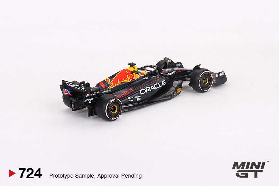 Mini GT - Oracle Red Bull Racing RB19 n°1 Max Verstappen, vainqueur du Grand Prix de Bahreïn 2023 de F1 - Échelle 1/64 MGT00724-L