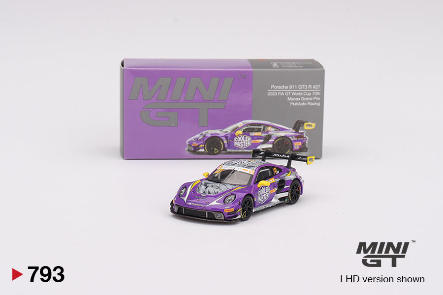 Mini GT - Porsche 911 GT3 R #27 HubAuto Racing 2023 FIA GT World Cup 70th Macau Grand Prix - Scale 1/64 MGT00793-L