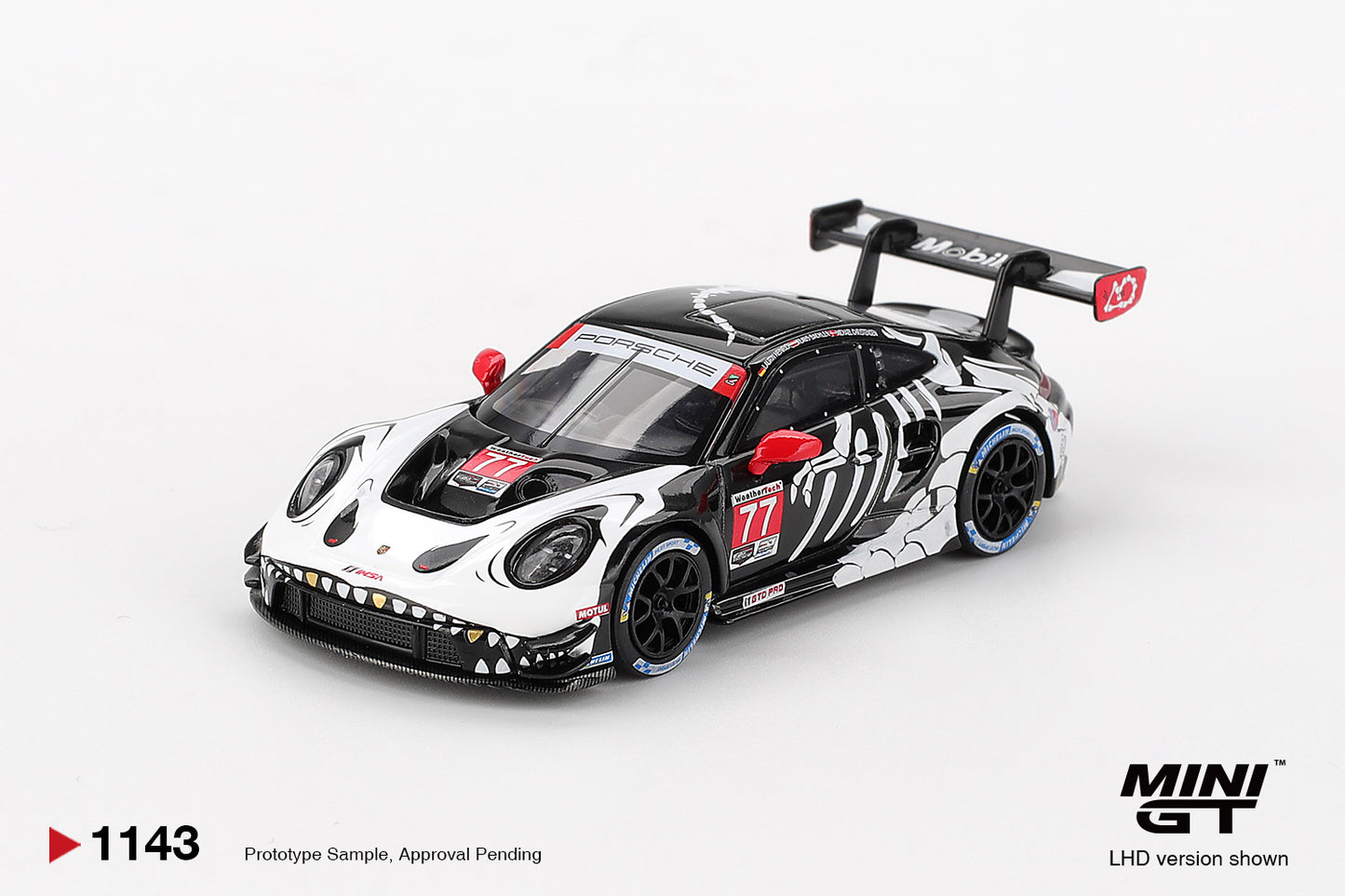Mini GT - "Skeleton Rexy" Porsche 911 GT3 R #77 AO Racing 2025 IMSA Petit Le Mans - 1/64 Scale MGT01143-L