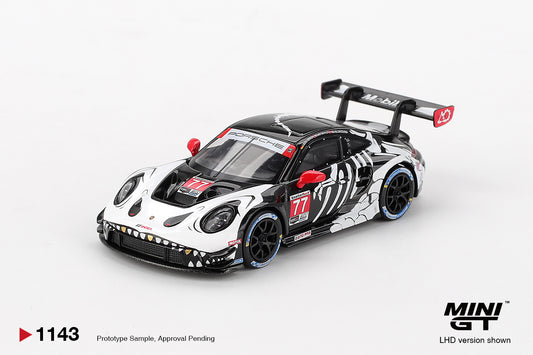 Mini GT - "Skeleton Rexy" Porsche 911 GT3 R #77 AO Racing 2025 IMSA  Petit Le Mans - Scala 1/64 MGT01143-L