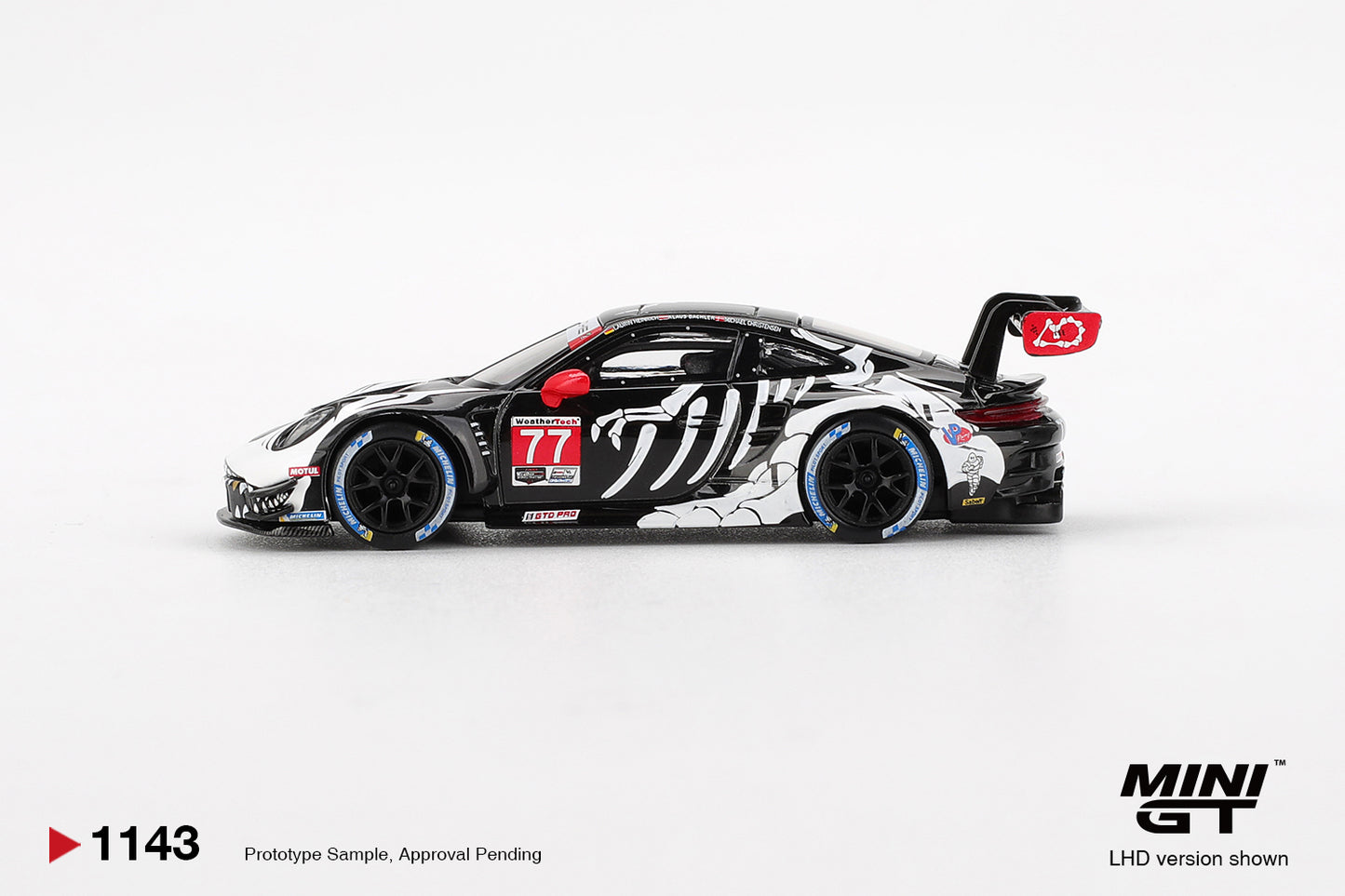 Mini GT - "Skeleton Rexy" Porsche 911 GT3 R #77 AO Racing 2025 IMSA Petit Le Mans - 1/64 Scale MGT01143-L