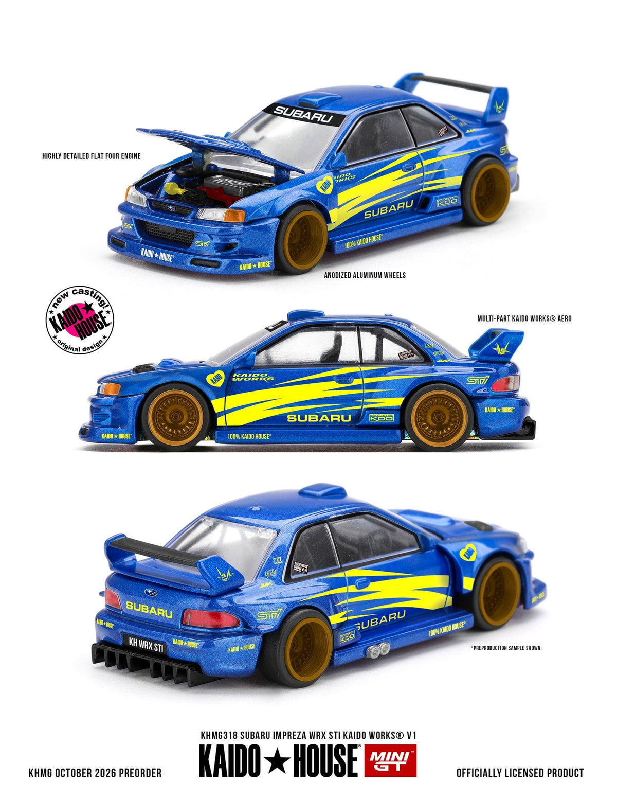[PRE-ORDER] Mini GT - Subaru Impreza WRX STI Kaido Works V1 1998 - Kaido House - Scala 1/64 KHMG318