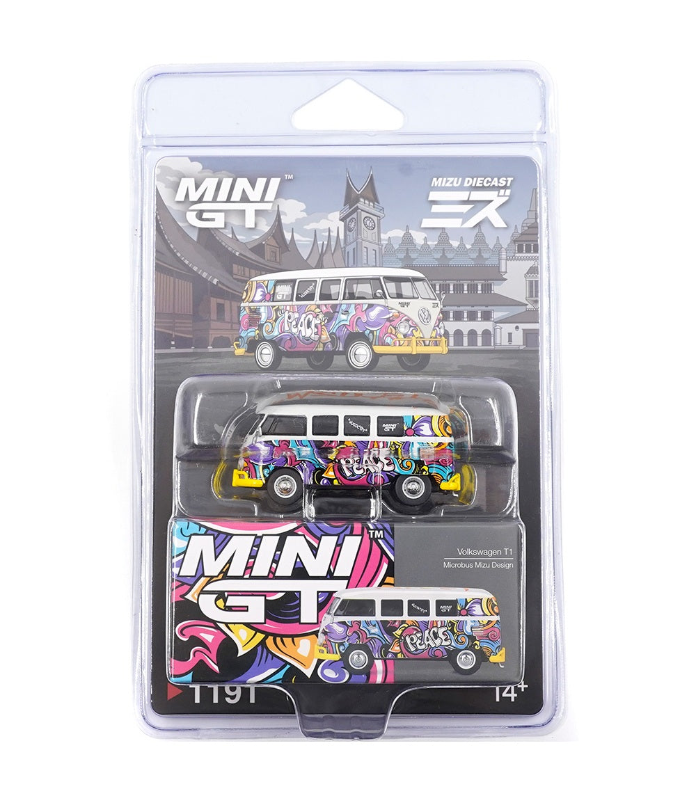 Mini GT - Volkswagen T1 Microbus Mizu Design 1967 - Scala 1/64 MGT01191-BL Blister Packaging