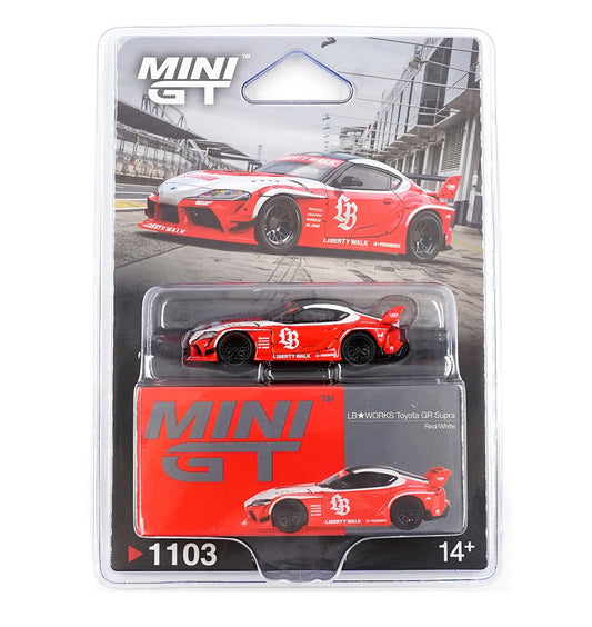 Mini Gt - LB★WORKS Toyota GR Supra Red / White - Scala 1/64 MGT01103-BL Blister Packaging