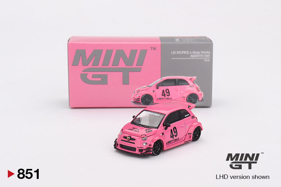Mini GT - ABARTH 595 LB-WORKS x Abas Works Pink - Scale 1/64 MGT00851-R