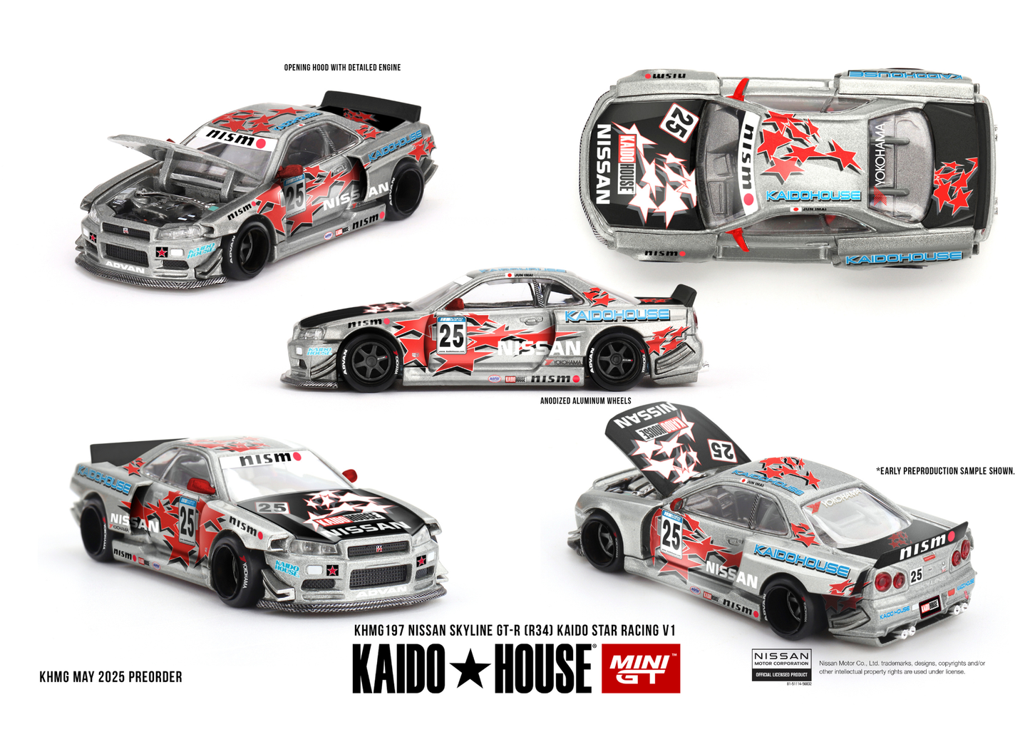 [PRE-ORDER] Mini GT Kaido House - Nissan Skyline GT-R (R34) KAIDO STAR RACING V1 1999 - Scala 1/64 KHMG197