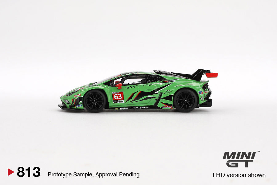 Mini GT - Lamborghini Huracán GT3 EVO2 #63 Iron Lynx  IMSA 2023  Daytona 24 Hrs - Scala 1/64 MGT00813-L