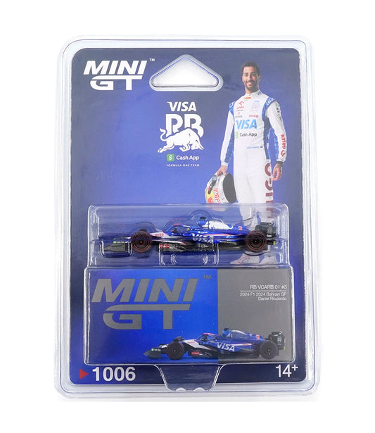 Mini Gt - Racing Bulls RB VCARB 01 #3 Daniel Ricciardo F1 2024 Bahrain GP - Scala 1/64 MGT01006-BL Blister Packaging