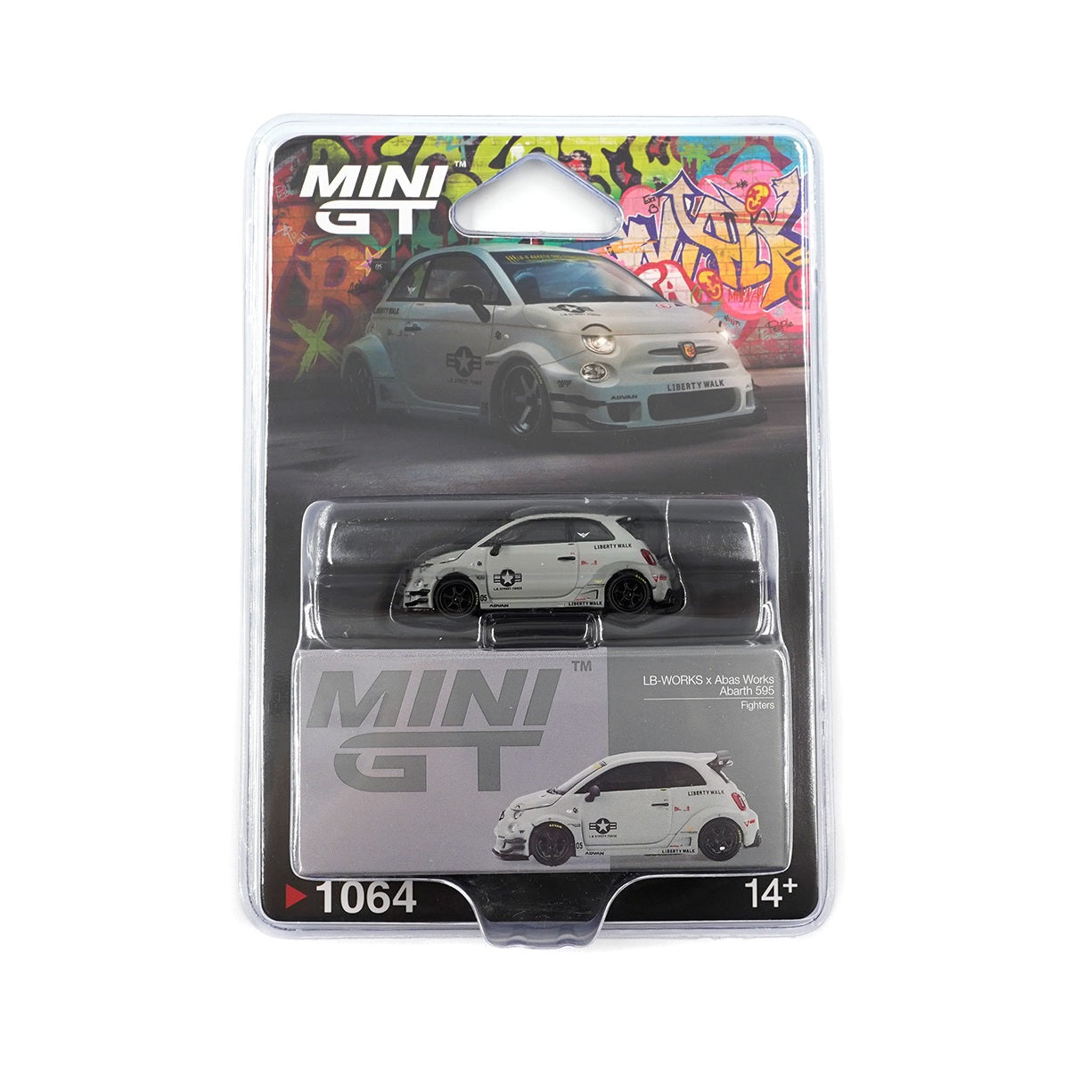 Mini GT - Abarth 595 LB-WORKS x Abas Works Fighters 2024 - Scala 1/64 MGT01064-BL Blister Packaging