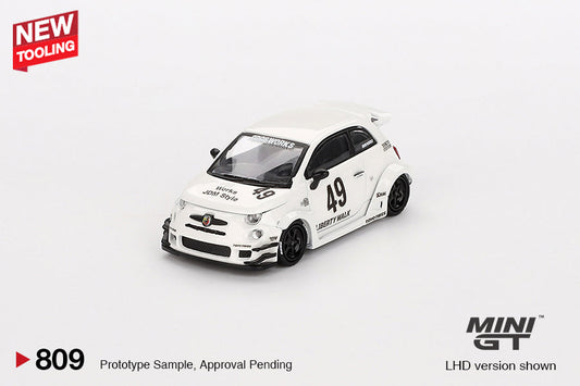 Mini GT - LB-WORKS x Abas Works ABARTH 595 Gara White - Scala 1/64 MGT00809-L