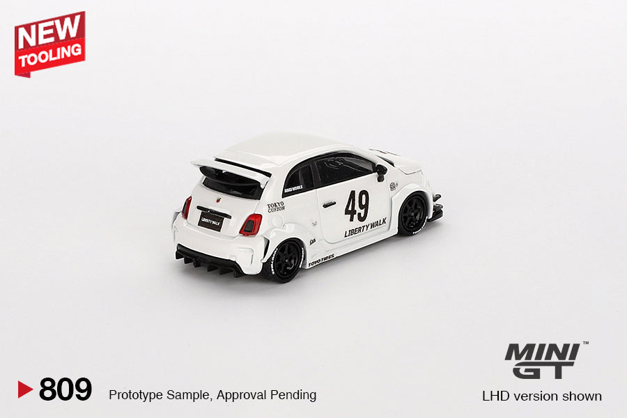 Mini GT - LB-WORKS x Abas Works ABARTH 595 Gara White - Scale 1/64 MGT00809-BL