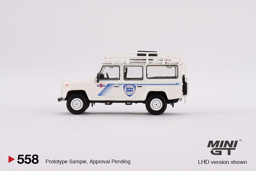 Mini GT - Land Rover Defender 110 1991 Safari Rally Martini Racing Support Vehicle LDH - Scala 1/64 MGT00558
