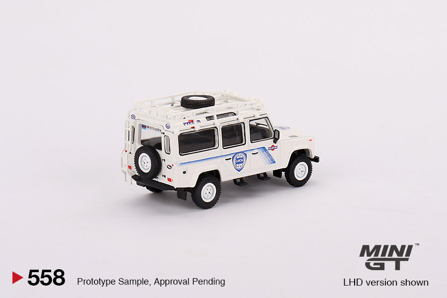 Mini GT - Land Rover Defender 110 1991 Safari Rally Martini Racing Support Vehicle LDH - Scala 1/64 MGT00558