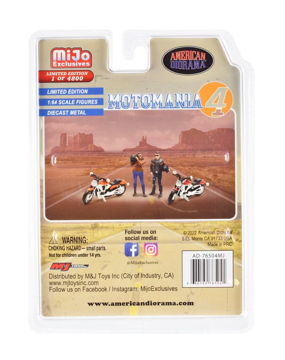 American Diorama - "Motomania 4" 4 piece Diecast Set (2 Figures and 2 Motorcycles) MiJo Exclusives - Scala 1/64 AD-76504MJ