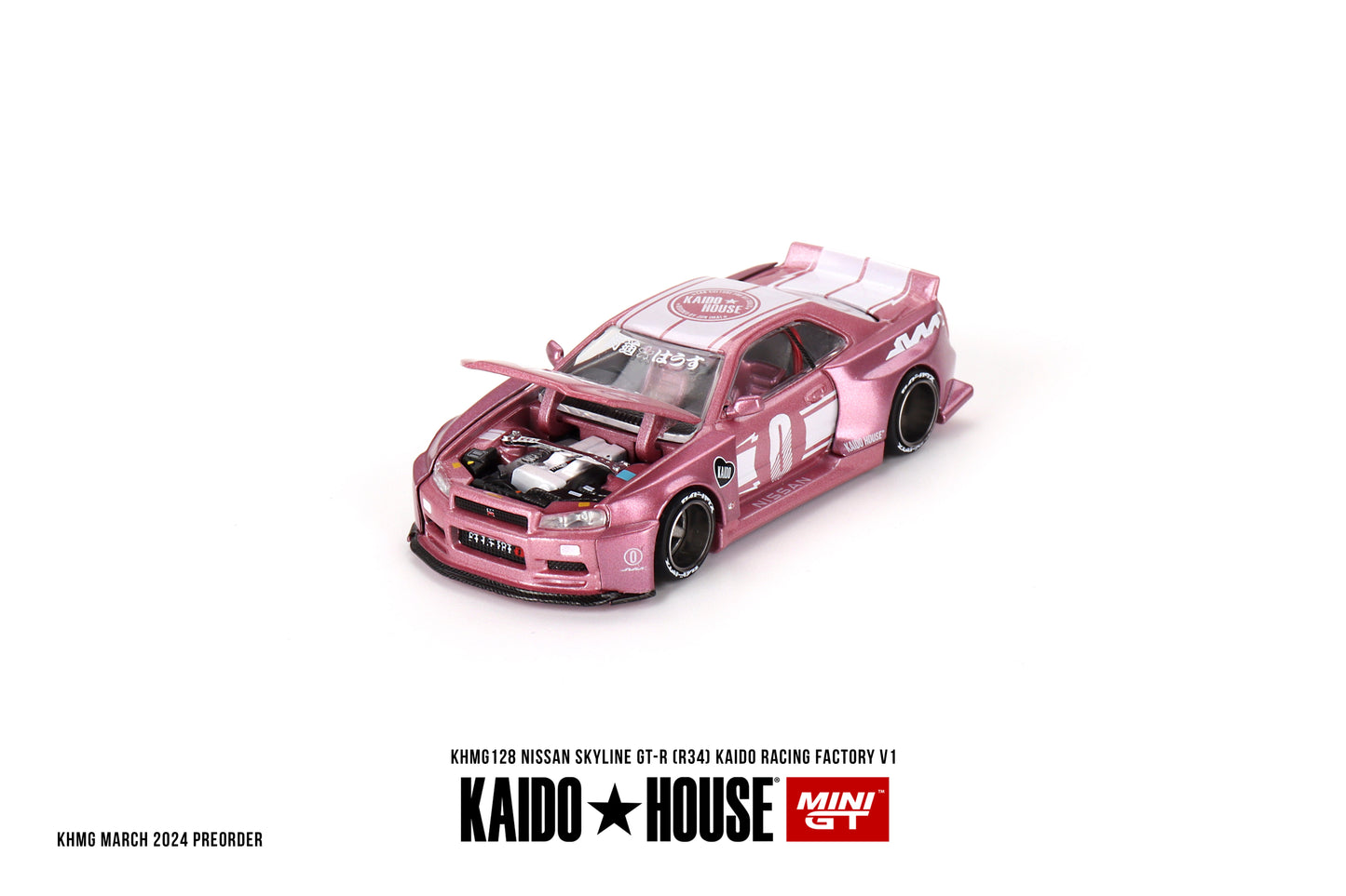 Mini GT - Nissan Skyline GT-R (R34) KAIDO RACING FACTORY V1 - KAIDO HOUSE - Scale 1/64 KHMG128