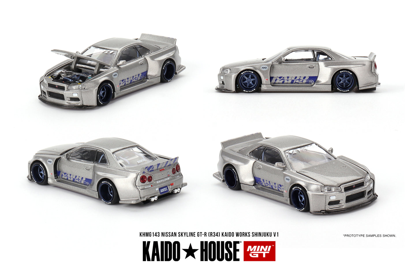 KAIDO HOUSE Mini GT - Nissan Skyline GT-R (R34) Kaido Works SHINJUKU V1 - Scala 1/64 KHMG143