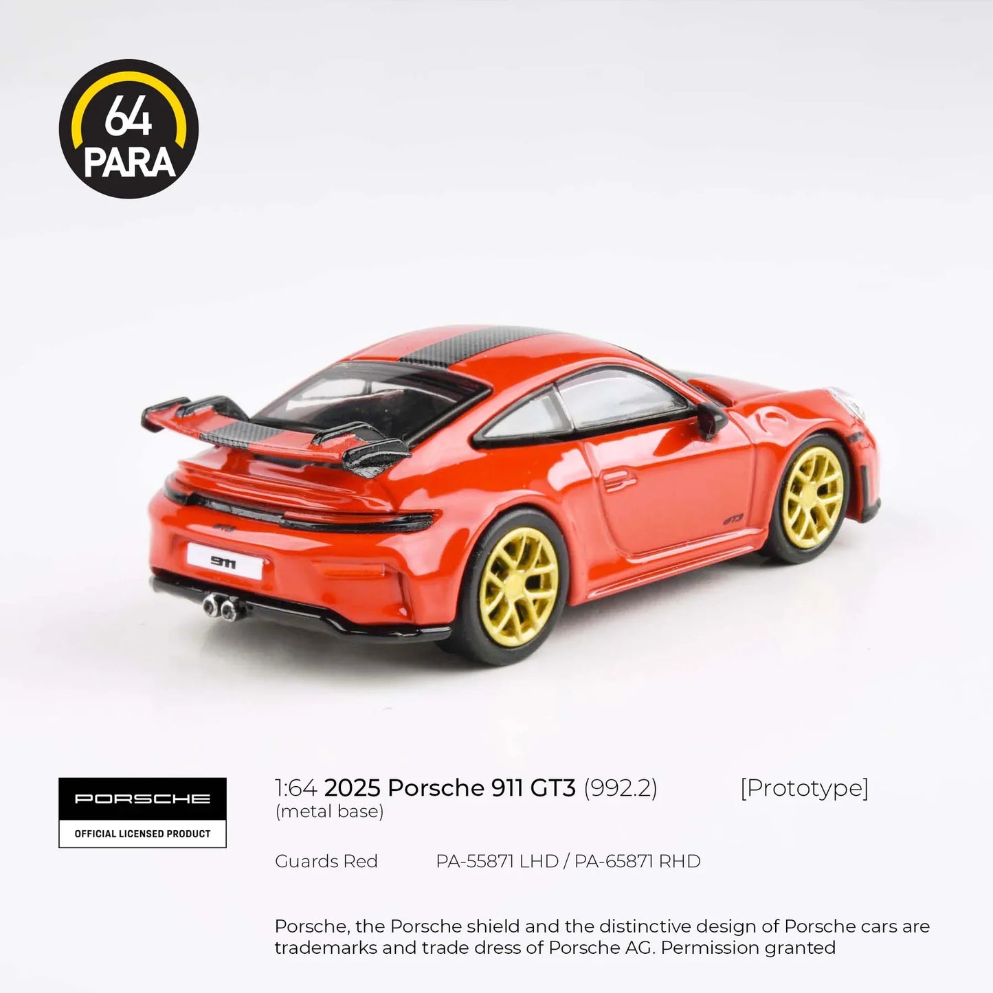 Para64 - Porsche 911 GT3 (992.2) Guards Red - Scale 1/64 PA-55871 LHD