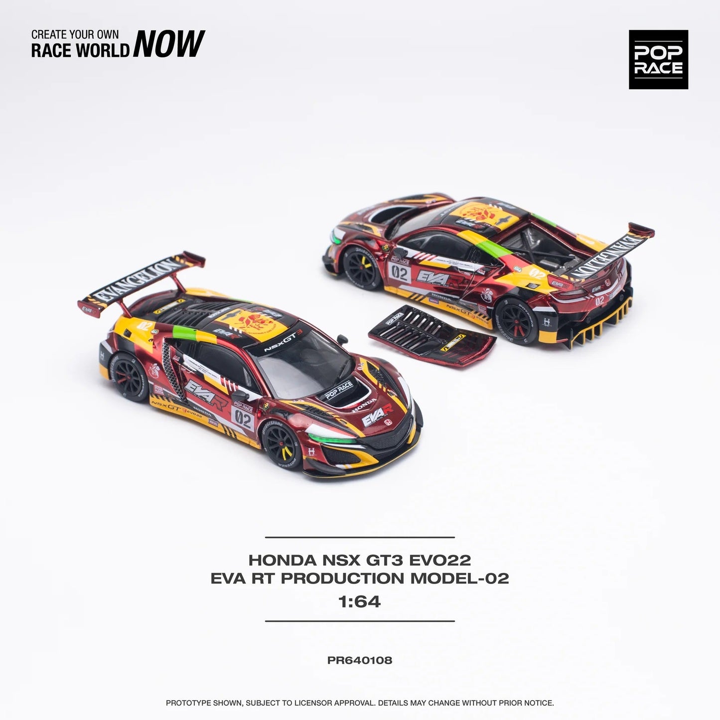 Pop Race - Honda NSX GT3 EVO22 RT Production Model 02 - Scala 1/64 PR64-0108