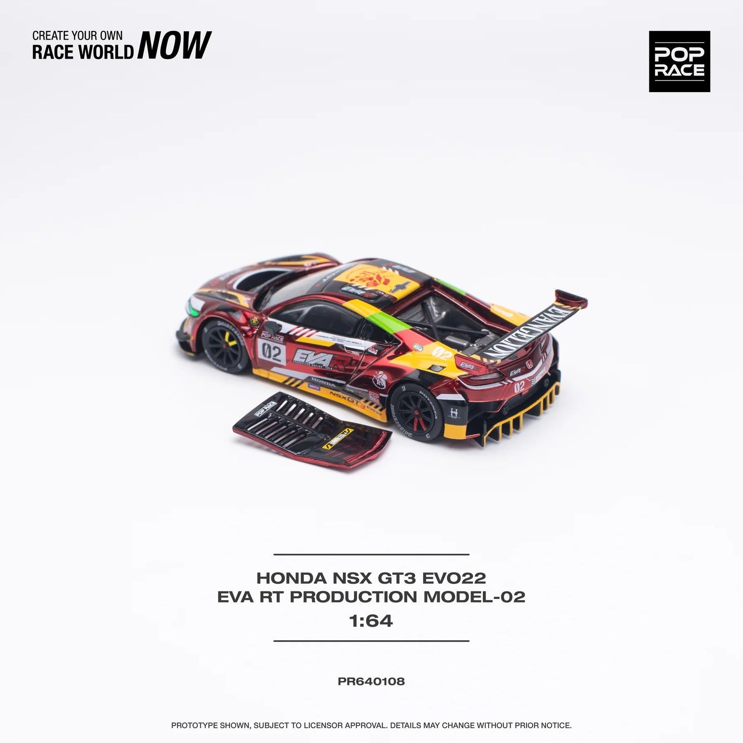 Pop Race - Honda NSX GT3 EVO22 RT Production Model 02 - Scala 1/64 PR64-0108