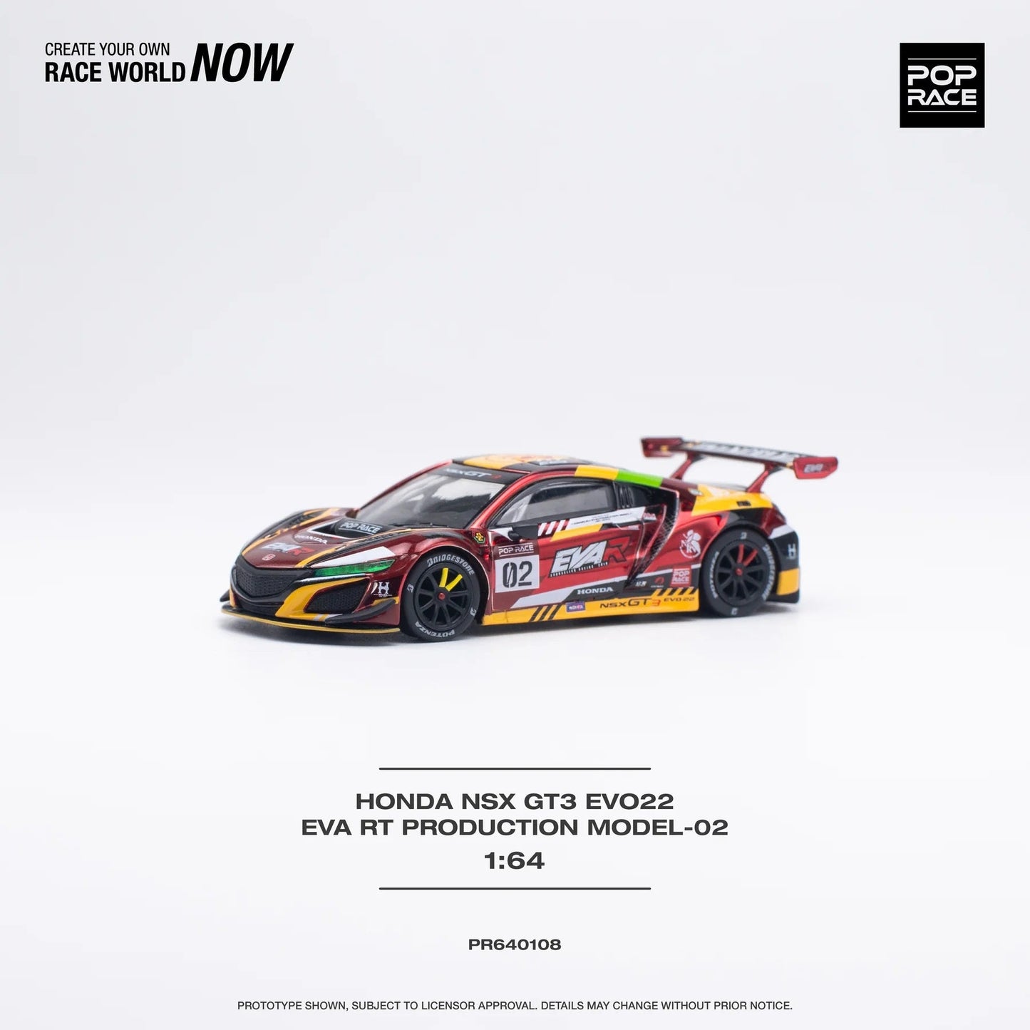 Pop Race - Honda NSX GT3 EVO22 RT Production Model 02 - Scala 1/64 PR64-0108