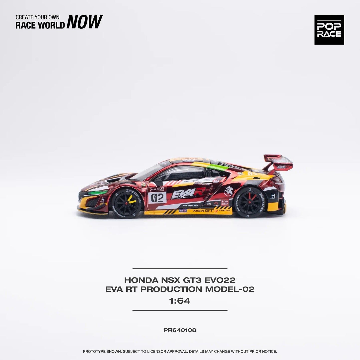 Pop Race - Honda NSX GT3 EVO22 RT Production Model 02 - Scala 1/64 PR64-0108