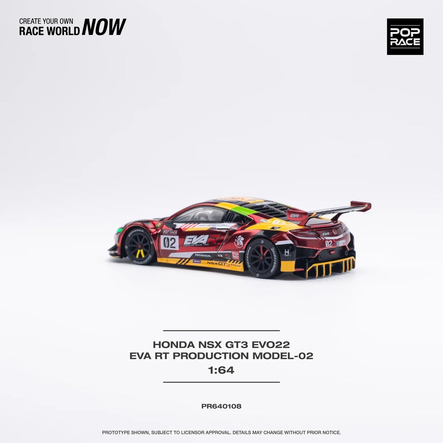 Pop Race - Honda NSX GT3 EVO22 RT Production Model 02 - Scala 1/64 PR64-0108