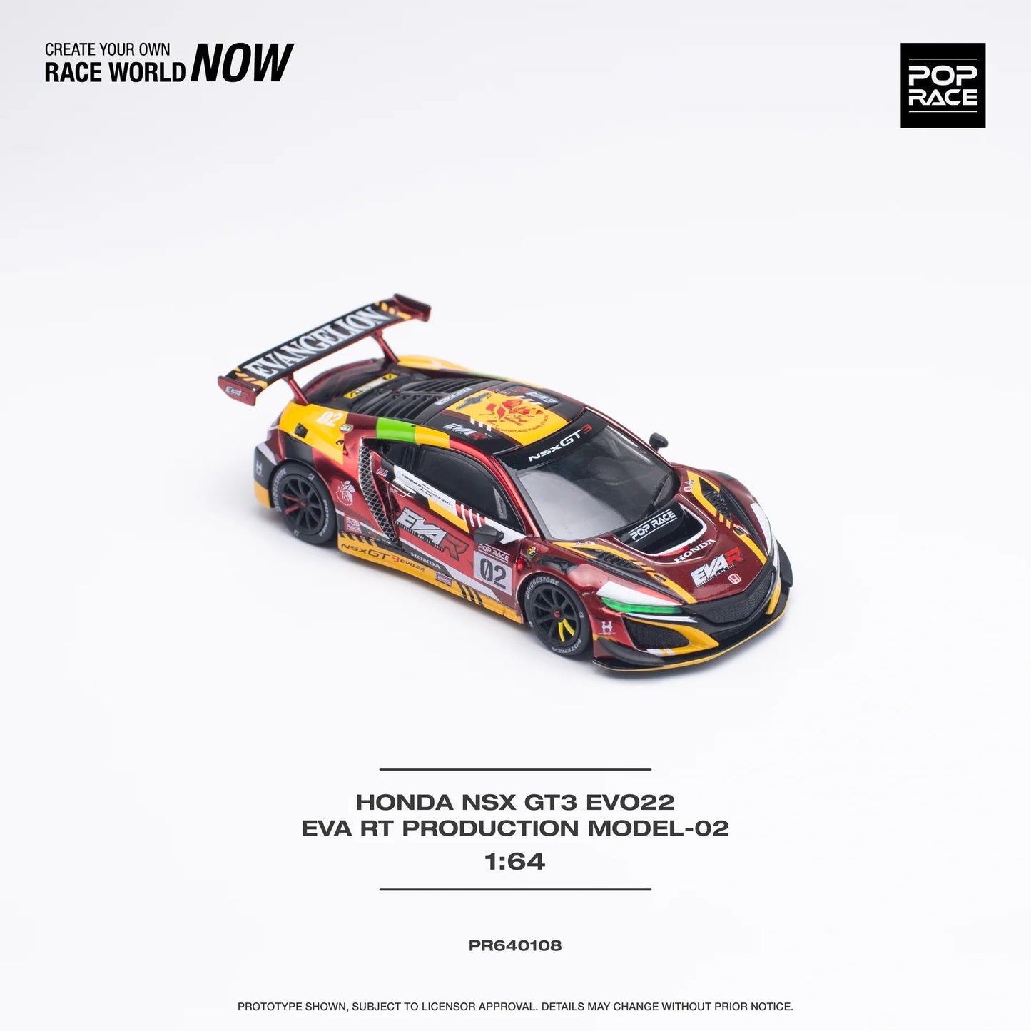 Pop Race - Honda NSX GT3 EVO22 RT Production Model 02 - Scala 1/64 PR64-0108