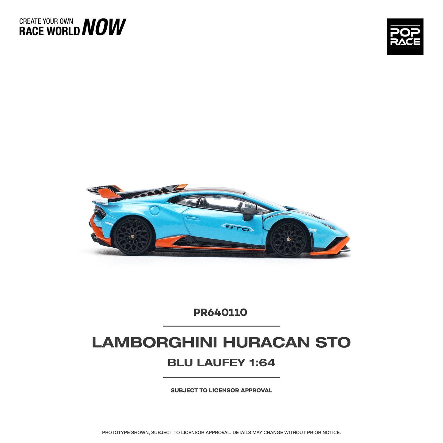 Pop Race - Lamborghini Huracan STO Blu Laufey Scale 1/64 PR64-110